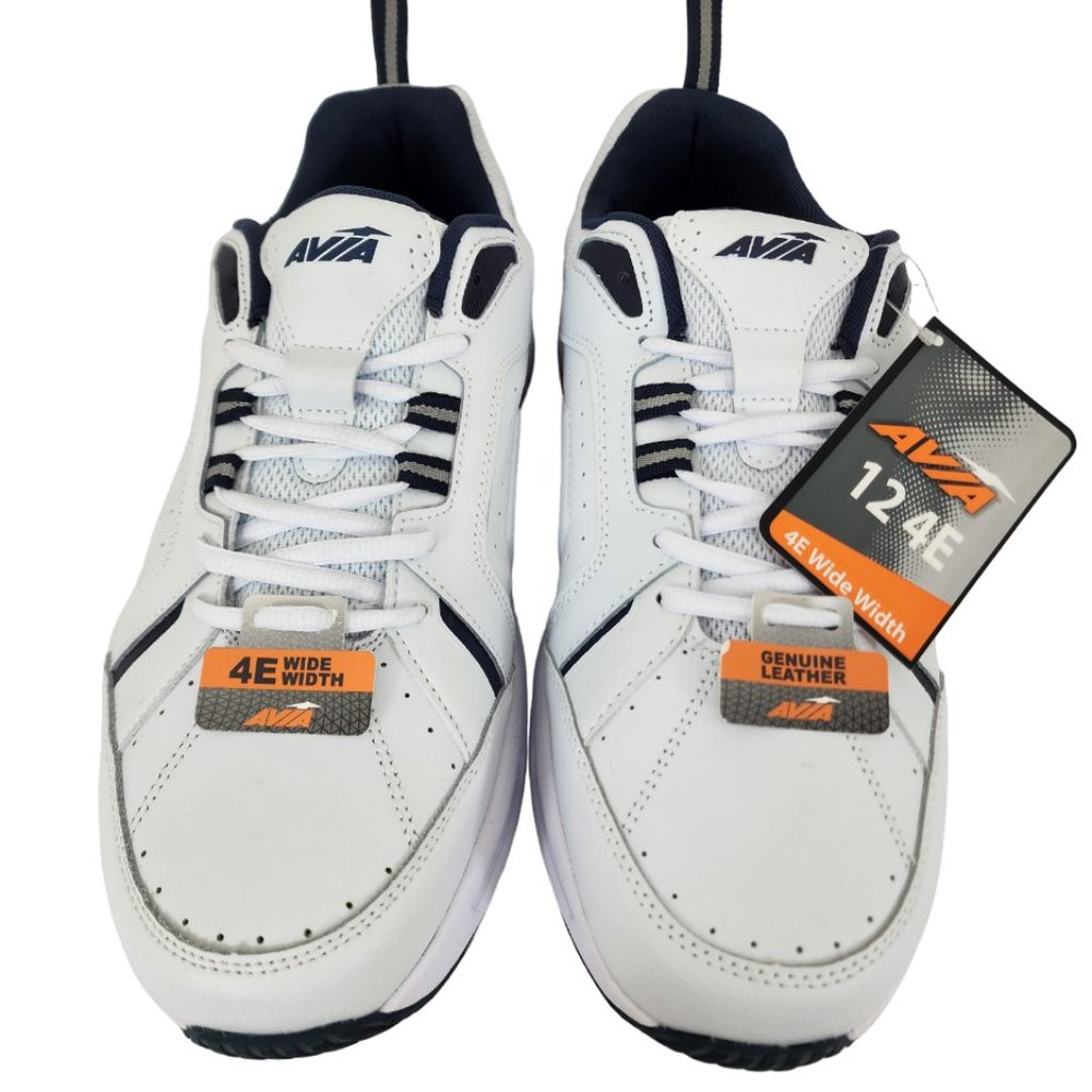 Avia Mens Leather Walking Shoes 8 4E Extra Wide Memory Foam Lace-up Lightweight